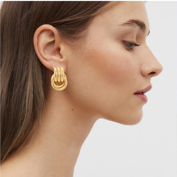 NEW Large Bow Earrings in Gold/Silver - Geometric Stud Earrings for Women - Picture 4 of 5